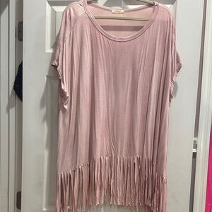 ODDY Light Pink Fringe Top